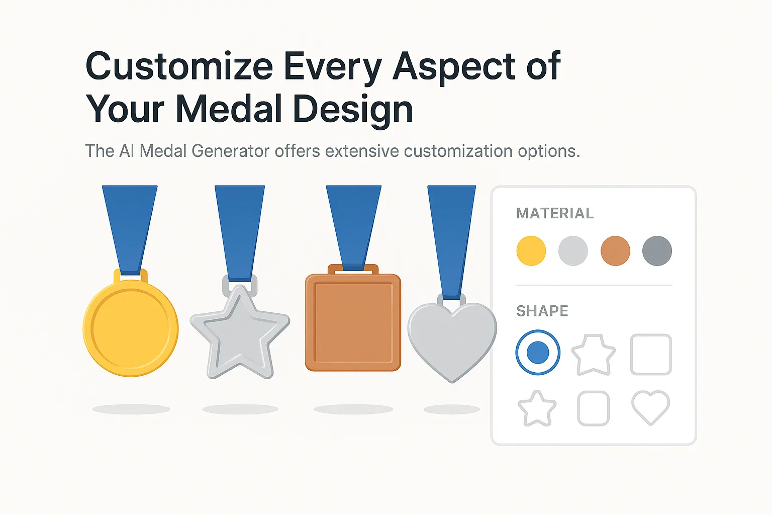 Medal material and shape selection interface