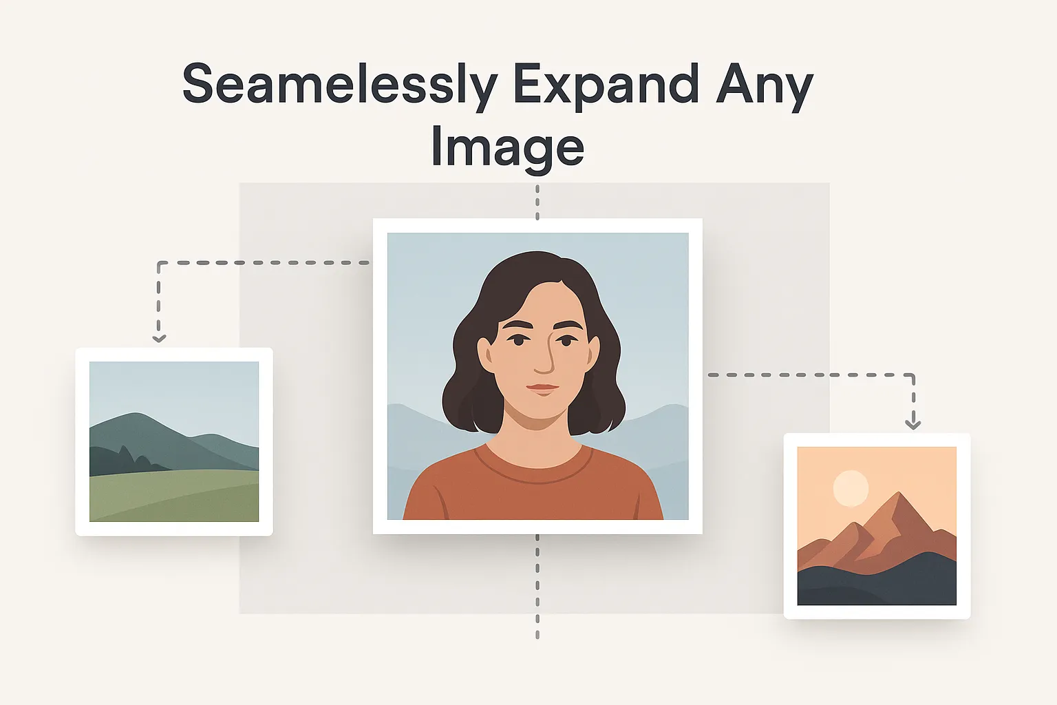 AI Outpainting seamlessly expanding a landscape image