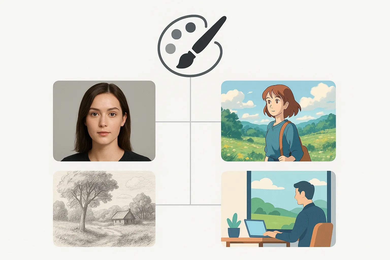 Various artistic styles created with GPT-4o Style Image Generator